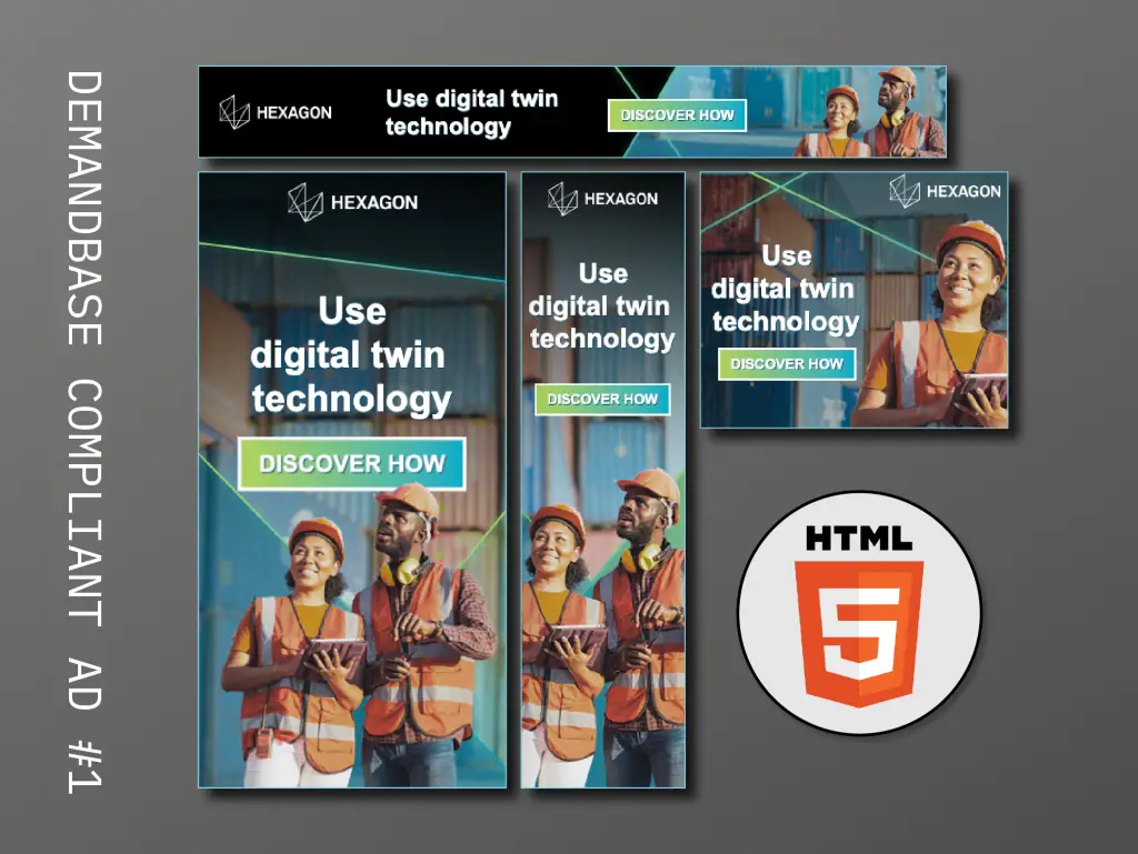 Closeup preview image of Smart Ports Ad 1 featuring two diverse workers by Erin Holt.