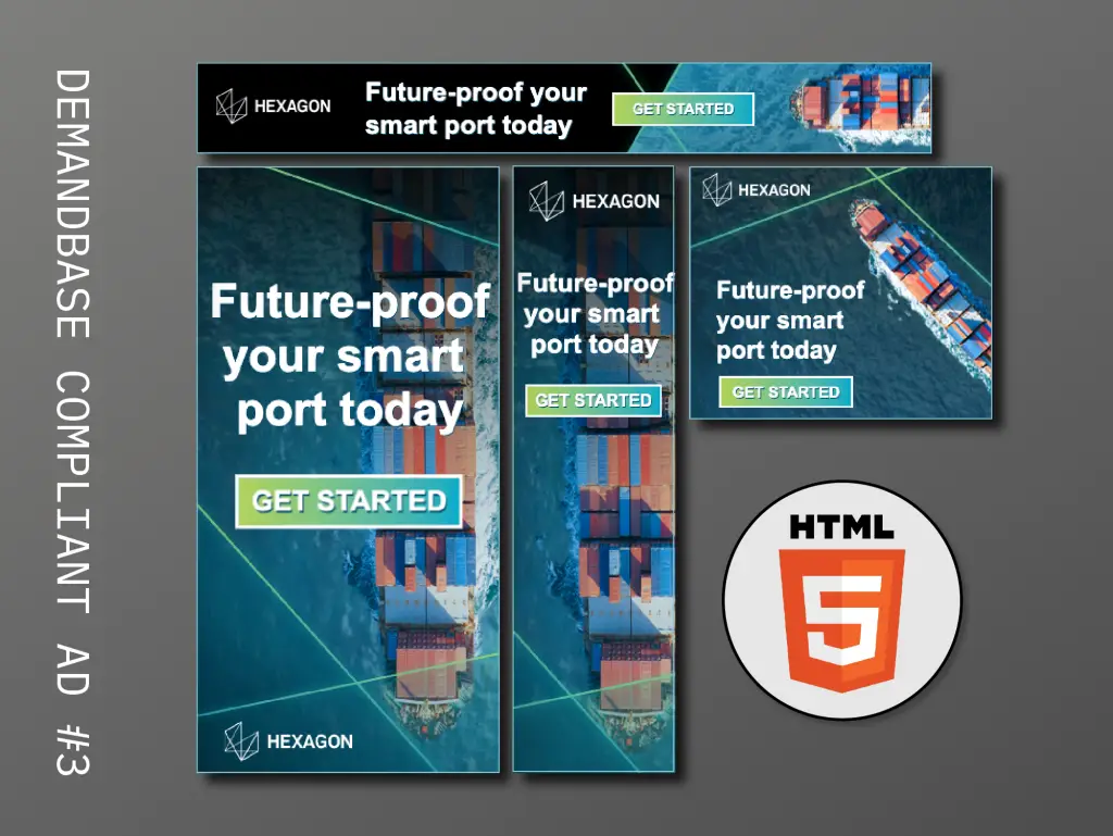 Closeup preview image of Smart Ports Ad 3 featuring a barge in the ocean by Erin Holt.